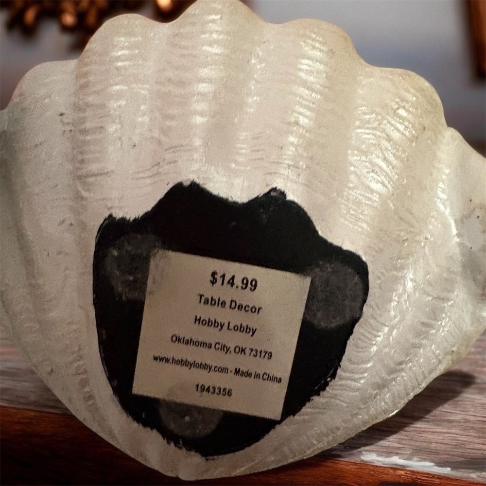 Ceramic Blue Mermaid Figurine in a White Shell - Picture 3 of 3